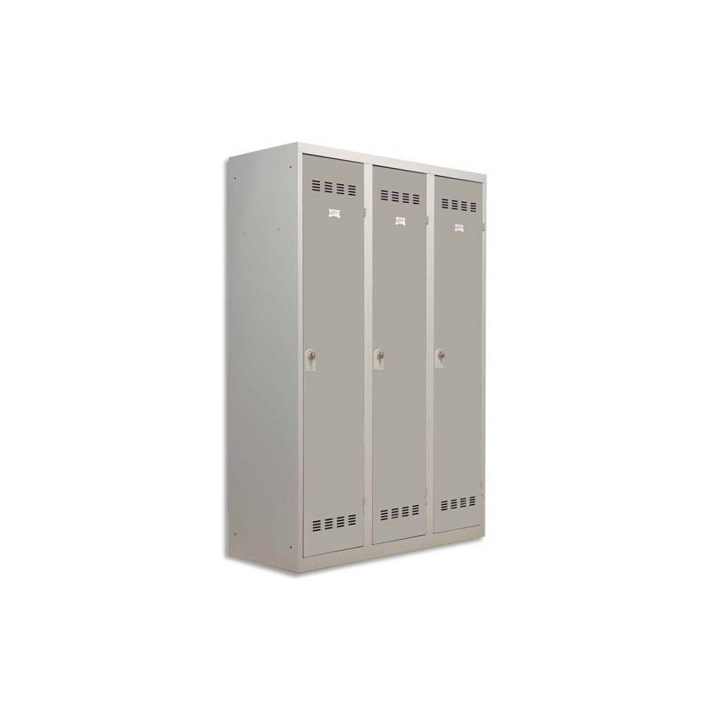 PIERRE HENRY Vestiaire métal industrie sale 3 casiers largeur 120 cm Gris perle