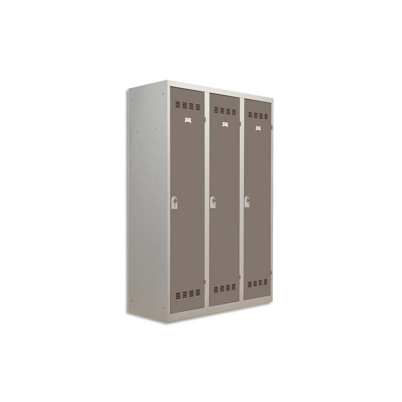 PIERRE HENRY Vestiaire métal industrie sale 3 casiers largeur 120 cm Gris perle basalte