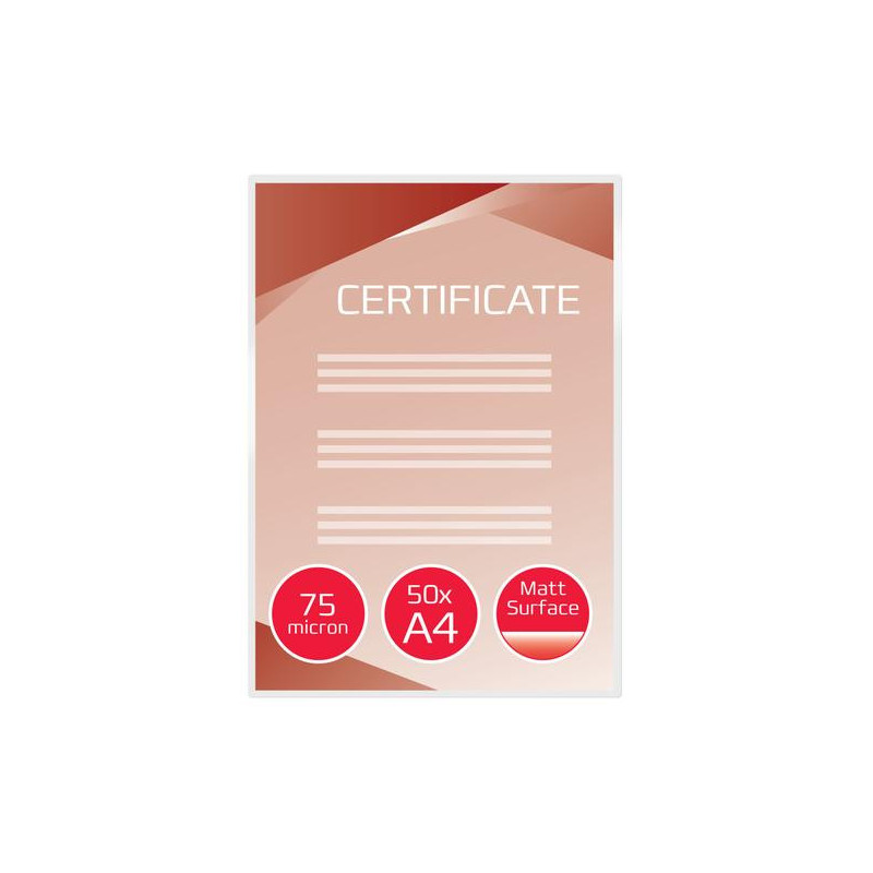 GBC Paquet de 50 Pochettes de plastification GBC mates/brillante A4, 2 x 75 microns 3747520