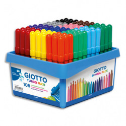 GIOTTO Schoolpack de 108 feutres Turbo Maxi couleurs assorties