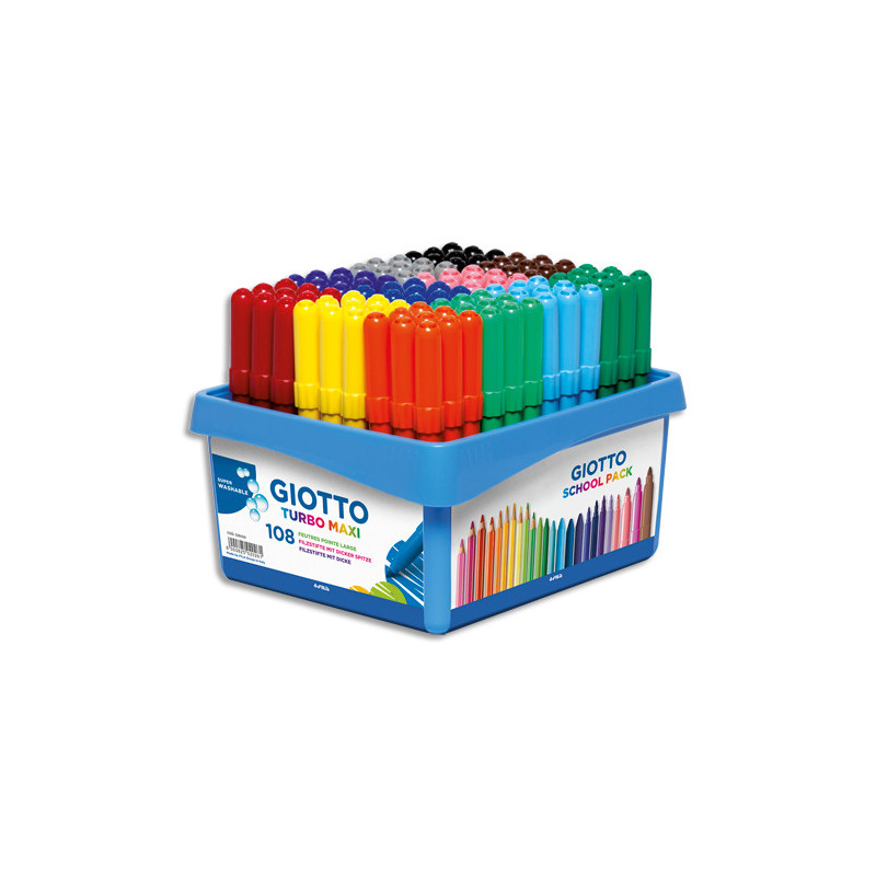 GIOTTO Schoolpack de 108 feutres Turbo Maxi couleurs assorties