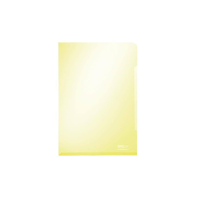 LEITZ Sachet de 100 pochettes-coin A4 en PVC15/100eme lisse. Coloris jaune