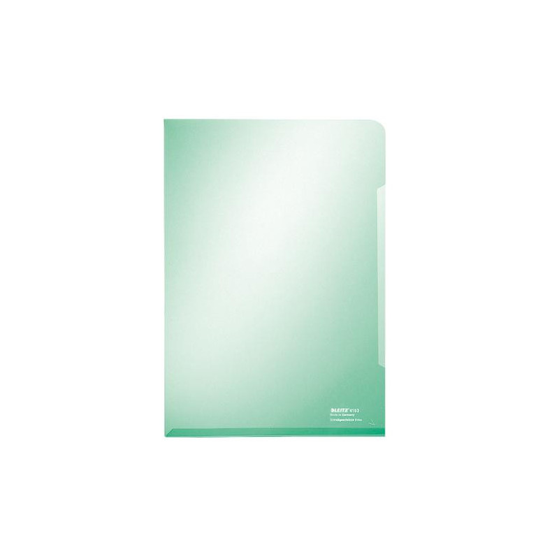 LEITZ Sachet de 100 pochettes-coin A4 en PVC 15/100eme lisse. Coloris vert