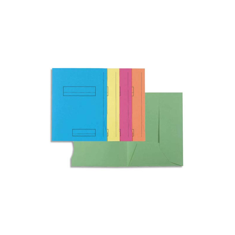 EXACOMPTA Paquet de 50 chemises pré-imprimés 2 rabats SUPER 250 en carte 210 grammes coloris assortis