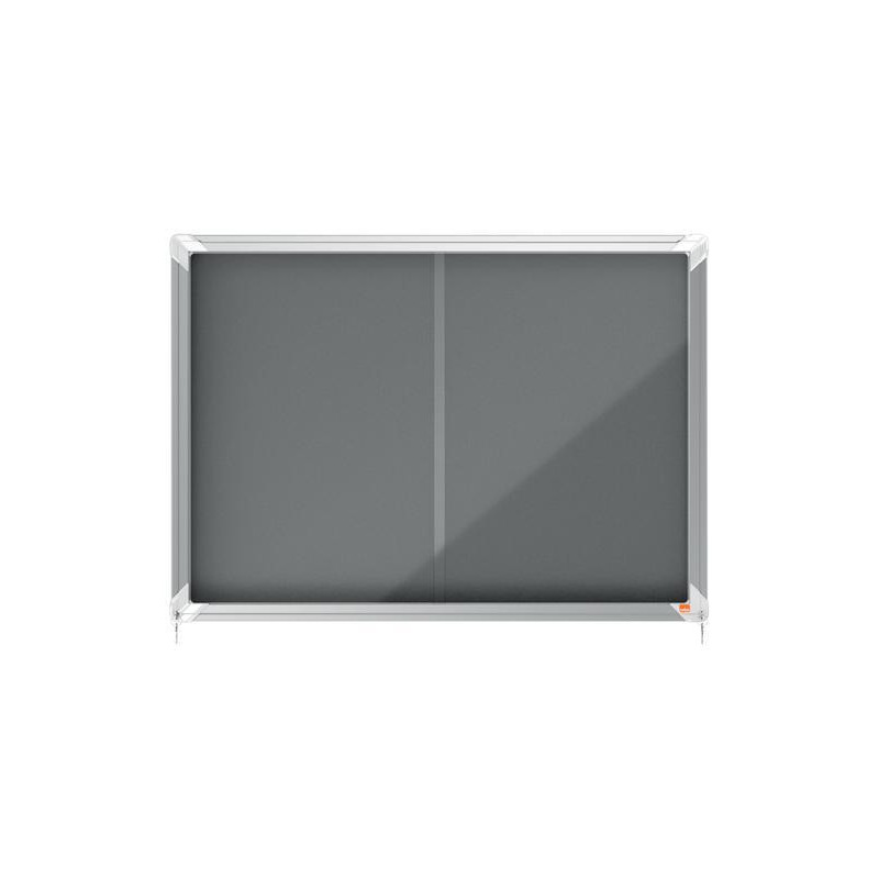 NOBO Vitrine d'affichage porte coulissante Premium Plus - feutre gris - 8 x A4 - 1915336