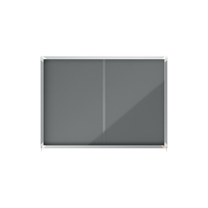 NOBO Vitrine d'affichage porte coulissante Premimum Plus - feutre gris - 18 x A4 - 1915338