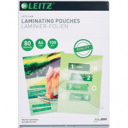 LEITZ Paquet de 100 Pochettes Leitz iLAM pour plastification à chaud, A4 2 x 80 microns 33818