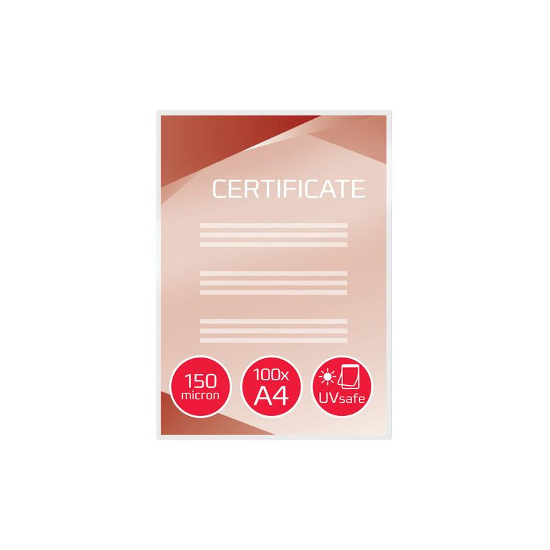 GBC Paquet 100 Pochettes de plastification avec protection anti-UV A4, 2x125 microns, brillantes IB611032