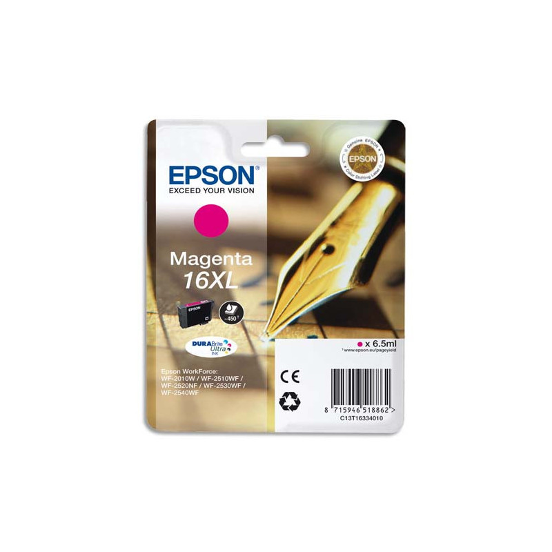 EPSON Cartouche Jet d'Encre DURABrite Ultra Magenta XL ''Stylo à plume'' 16 - C13T16334012