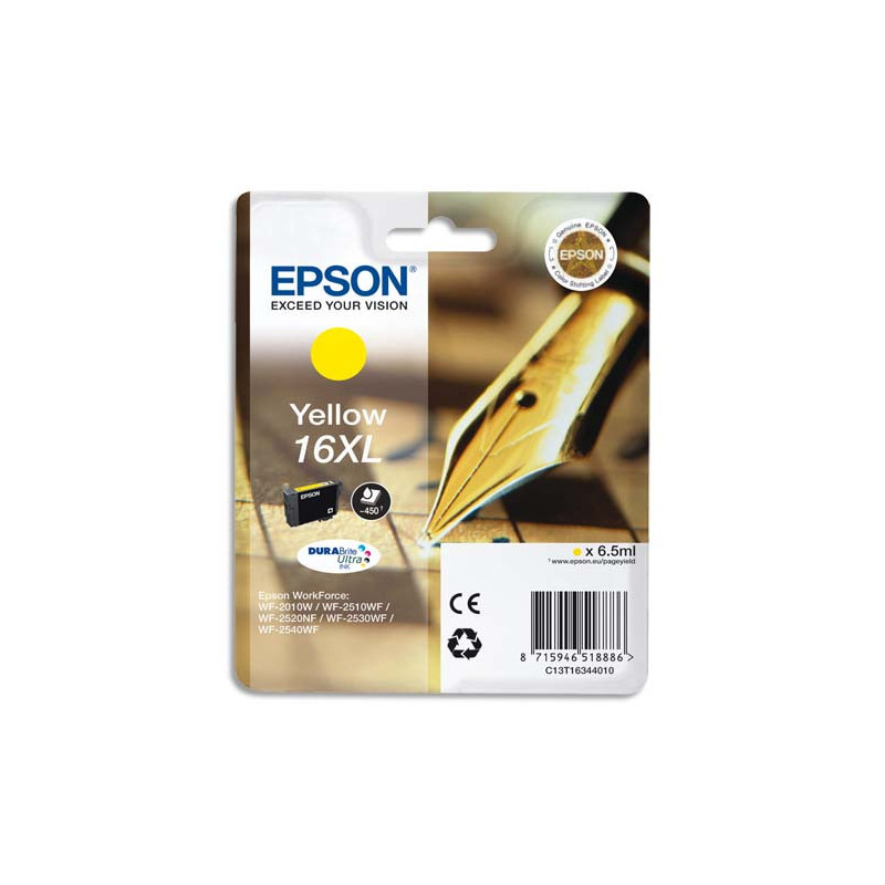 EPSON Cartouche Jet d'Encre DURABrite Ultra Jaune XL ''Stylo à plume'' 16 - C13T16344012
