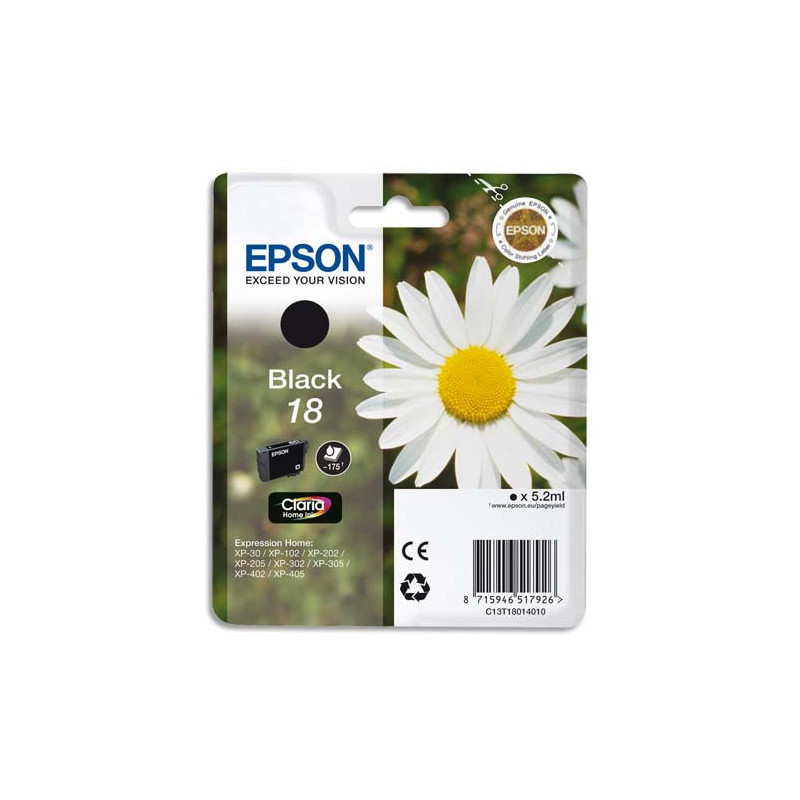 EPSON Cartouche Jet d'Encre Claria Home Noir ''Pâquerette'' 18 - C13T18014012