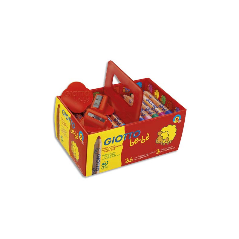GIOTTO Schoolpack 36 crayons maxi + 3 tailles crayon