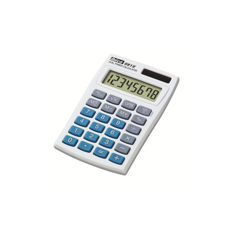 IBICO Calculatrice de poche Ibico 081X Écran LCD à 8 chiffres, Étui de protection IB410000