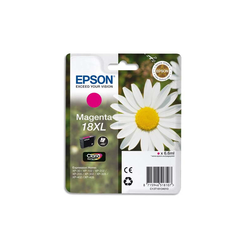 EPSON Cartouche Jet d'Encre Claria Home Magenta XL ''Pâquerette'' 18 - C13T18134012