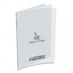 CONQUERANT C9 Cahier de dessin piqûre 48 pages unies 24x32cm. Couverture polypro incolore