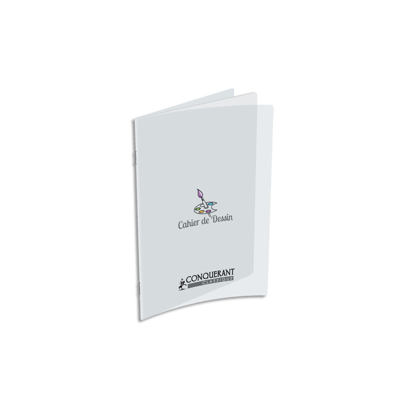 CONQUERANT C9 Cahier de dessin piqûre 48 pages unies 24x32cm. Couverture polypro incolore