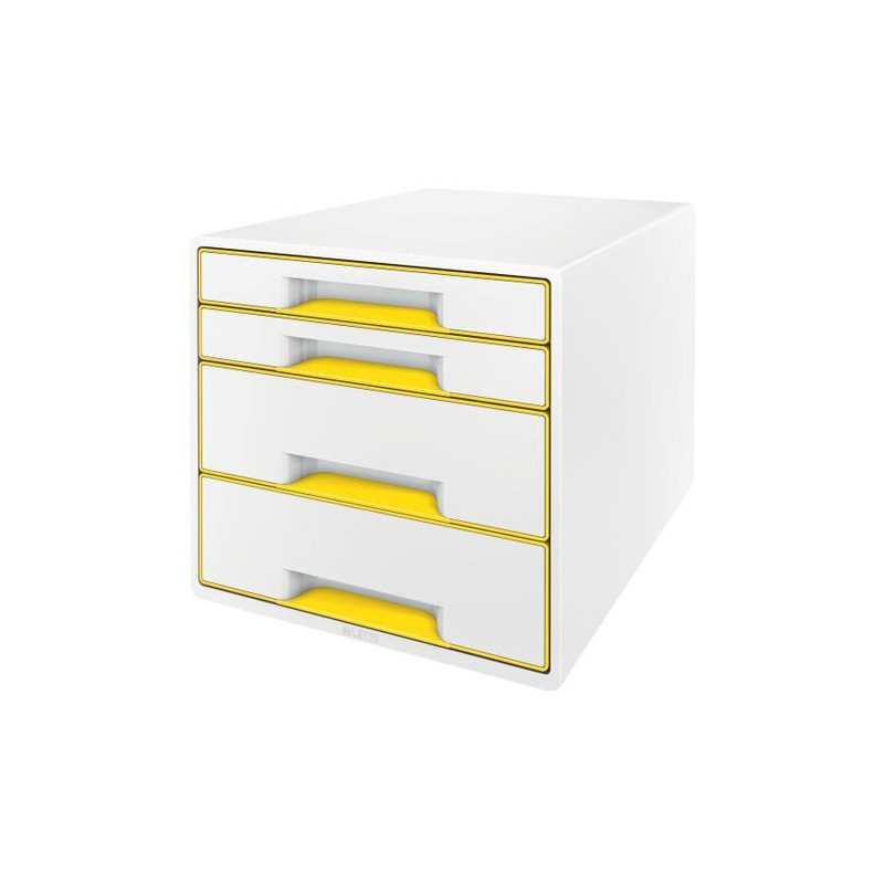 LEITZ Module de classement WOW, 2 petits + 2 grands tiroirs - Dim : L36,3 x H27 x P28,7 cm. Coloris Jaune