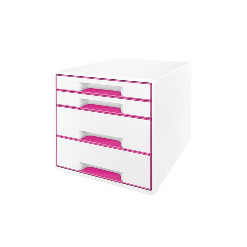 LEITZ Module de classement WOW, 2 petits + 2 grands tiroirs - Dim : L36,3 x H27 x P28,7 cm. Coloris Rose