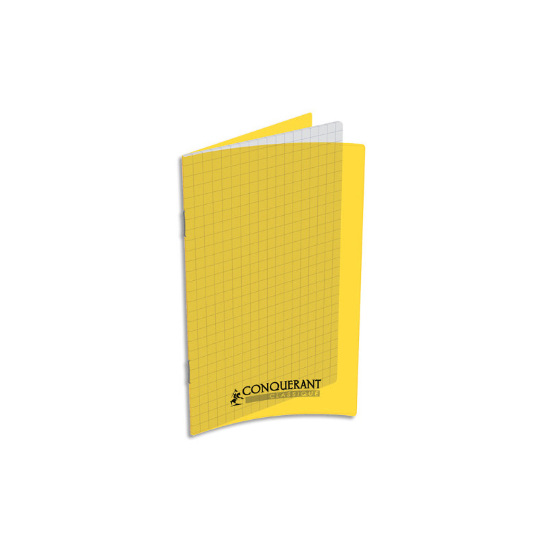 CONQUERANT C9 Carnet 90g, 11x17, 96 pages petits carreaux 5x5, agrafé, couverture polypro Jaune