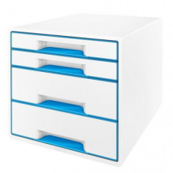 LEITZ Module de classement WOW, 2 petits + 2 grands tiroirs - Dim : L36,3 x H27 x P28,7 cm. Coloris Bleu