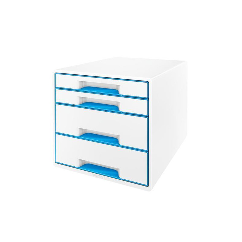 LEITZ Module de classement WOW, 2 petits + 2 grands tiroirs - Dim : L36,3 x H27 x P28,7 cm. Coloris Bleu