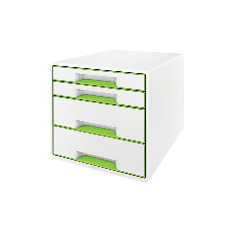 LEITZ Module de classement WOW, 2 petits + 2 grands tiroirs - Dim : L36,3 x H27 x P28,7 cm. Coloris Vert