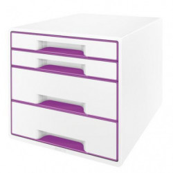 LEITZ Module de classement WOW, 2 petits + 2 grands tiroirs - Dim: L36,3 x H27 x P28,7 cm. Coloris Violet