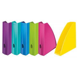 LEITZ Lot de 6 Porte-revues Wow. Dimensions (hxp) : 31,2 x 25,8 cm. Dos de 7,5 cm. Coloris Assortis