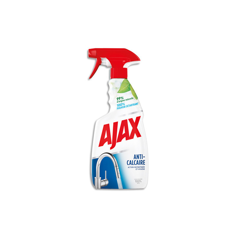 AJAX Spray 500 ml Nettoyant Détartrant anticalcaire, désodorise et respecte les surfaces, base végétal.