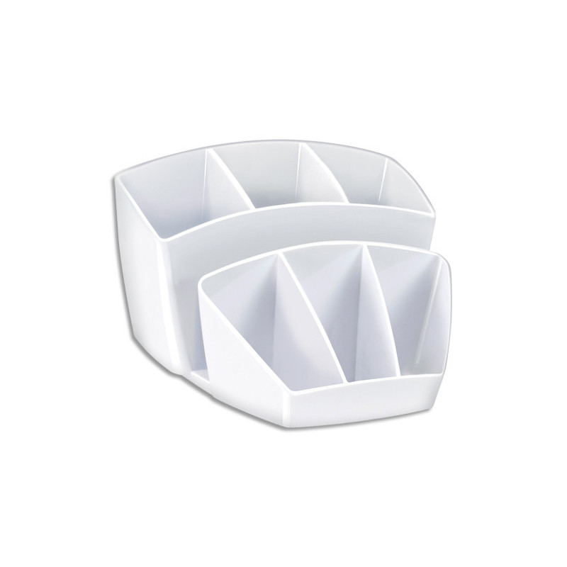 CEP Multipot PROTECT 6 cmpts + 2 espace. Propriétés antibactériennes. Dim(lxhxp): 14,3x9,3x15,8 cm. Blanc