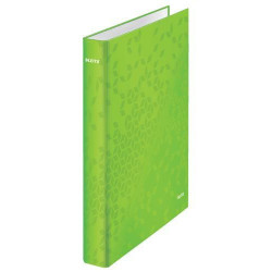 LEITZ Classeur 4 anneaux Ø25 WOW en carton pelliculé. Dos 4cm. Format A4+. Coloris Vert