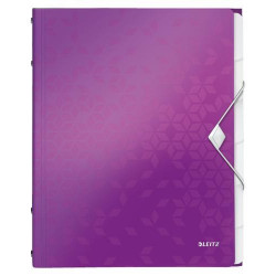 LEITZ Trieur 6 touches WOW en polypropylène. Fermeture élastique 3 rabats. Coloris Violet