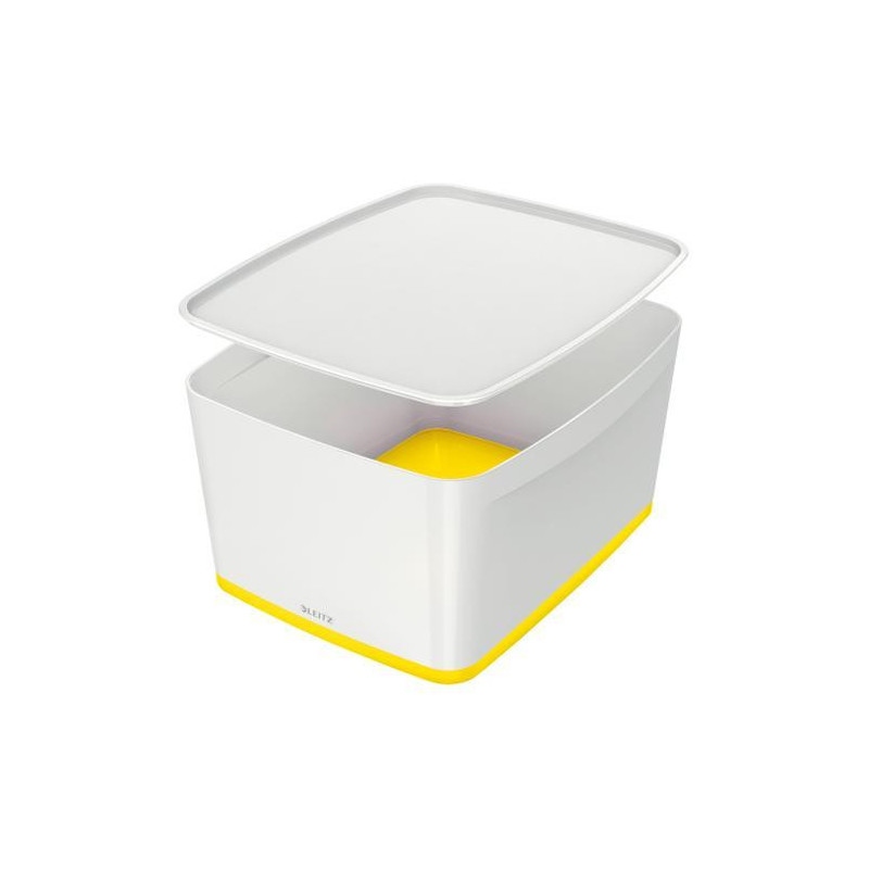 LEITZ Boîte MYBOX medium avec couvercle en ABS. Coloris Blanc fond Jaune