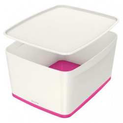 LEITZ Boîte MYBOX medium avec couvercle en ABS. Coloris Blanc fond Rose