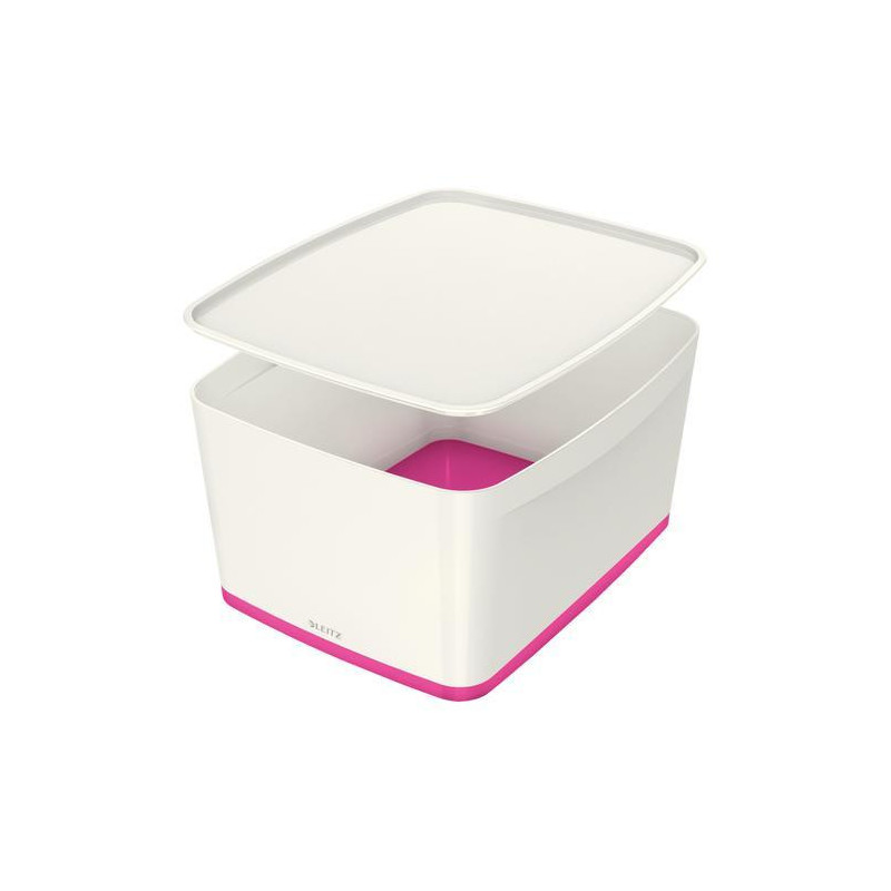 LEITZ Boîte MYBOX medium avec couvercle en ABS. Coloris Blanc fond Rose