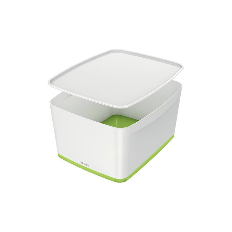 LEITZ Boîte MYBOX medium avec couvercle en ABS. Coloris Blanc fond Vert