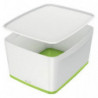 LEITZ Boîte MYBOX medium avec couvercle en ABS. Coloris Blanc fond Vert