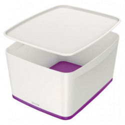 LEITZ Boîte MYBOX medium avec couvercle en ABS. Coloris Blanc fond Violet