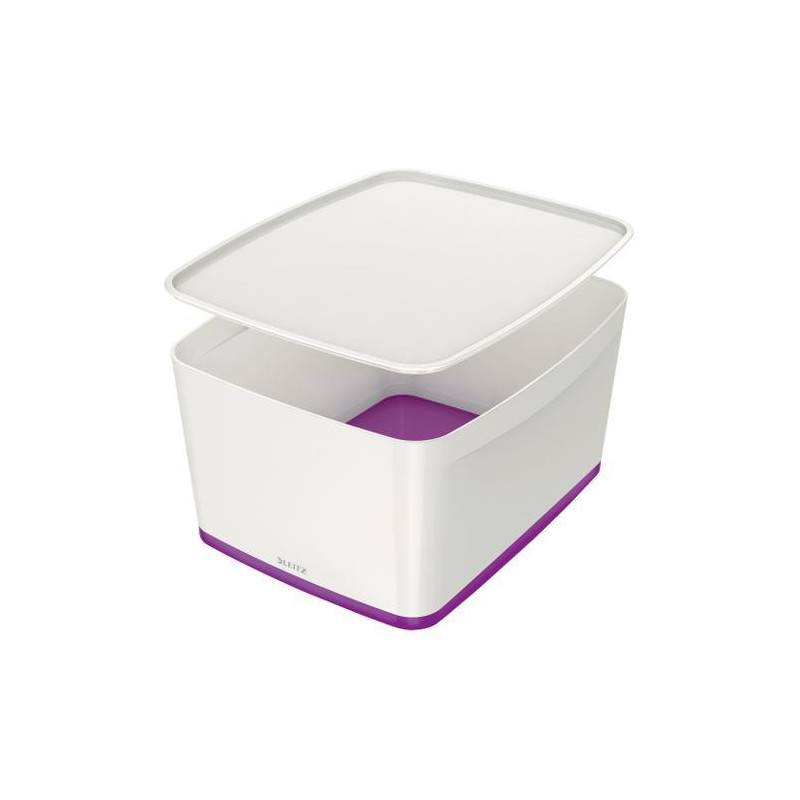 LEITZ Boîte MYBOX medium avec couvercle en ABS. Coloris Blanc fond Violet