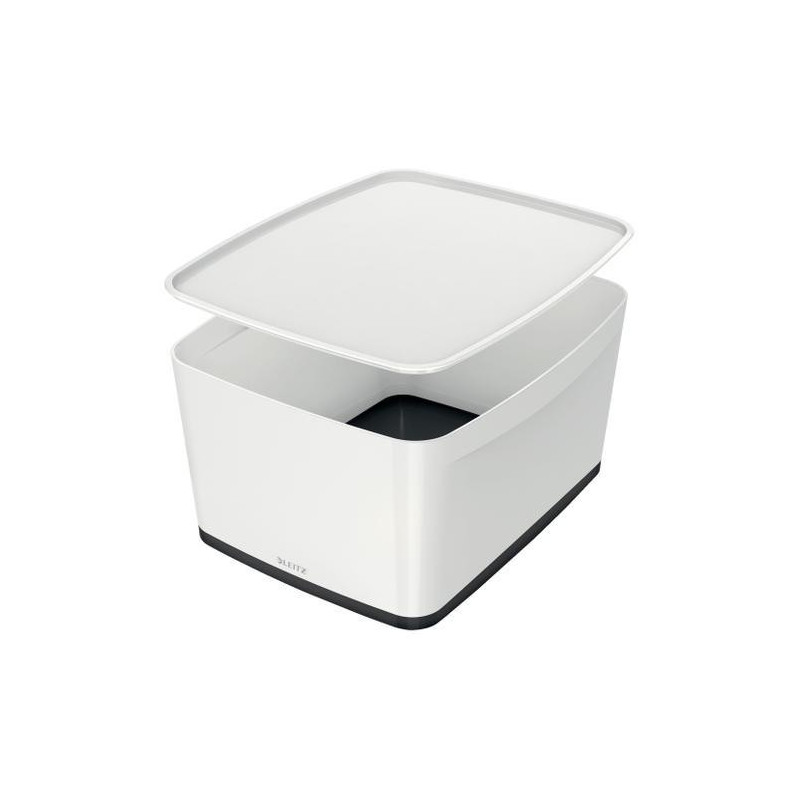 LEITZ Boîte MYBOX medium avec couvercle en ABS. Coloris Blanc fond Noir