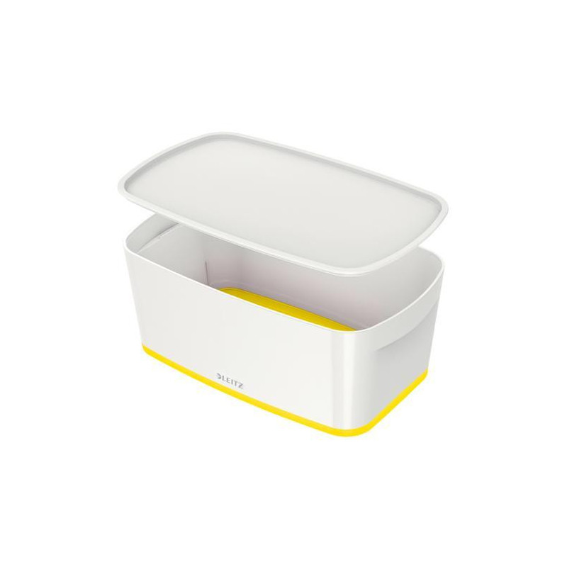 LEITZ Boîte MYBOX small avec couvercle en ABS. Coloris Blanc fond Jaune