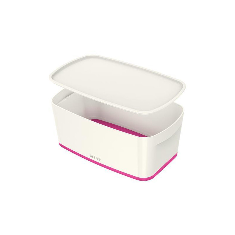 LEITZ Boîte MYBOX small avec couvercle en ABS. Coloris Blanc fond Rose