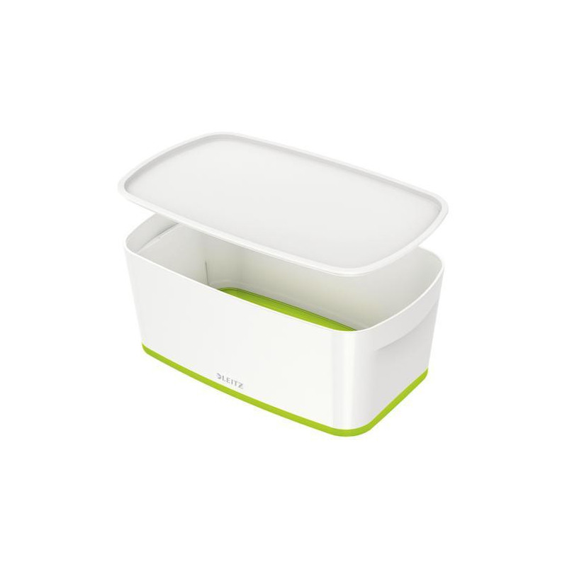 LEITZ Boîte MYBOX small avec couvercle en ABS. Coloris Blanc fond Vert