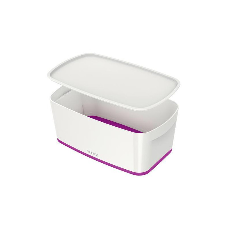 LEITZ Boîte MYBOX small avec couvercle en ABS. Coloris Blanc fond Violet