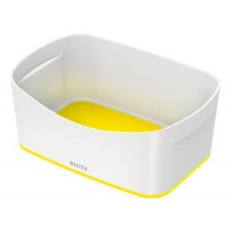 LEITZ Bac de rangement MYBOX small sans couvercle en ABS. Coloris Blanc fond Jaune