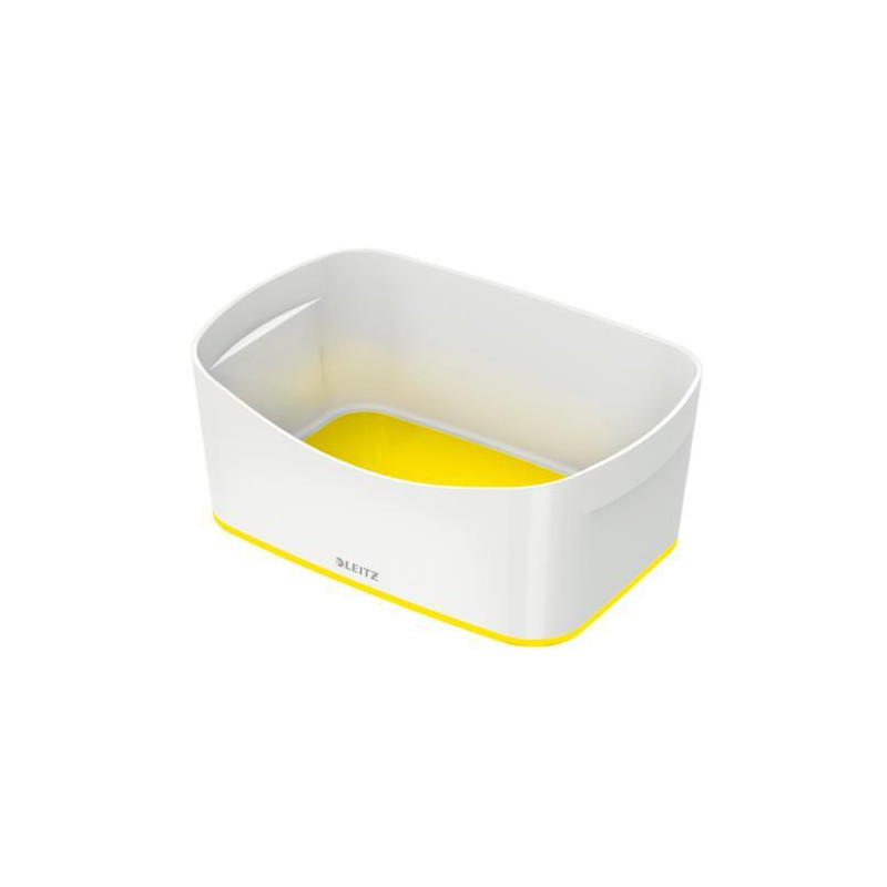 LEITZ Bac de rangement MYBOX small sans couvercle en ABS. Coloris Blanc fond Jaune