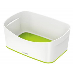 LEITZ Bac de rangement MYBOX medium sans couvercle en ABS. Coloris Blanc fond Vert