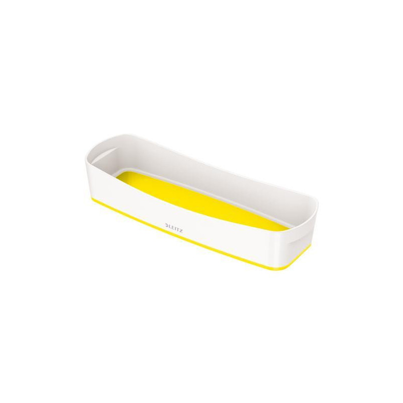 LEITZ Bac de rangement MYBOX long sans couvercle en ABS. Coloris Blanc fond Jaune