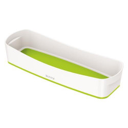 LEITZ Bac de rangement MYBOX long sans couvercle en ABS. Coloris Blanc fond Vert