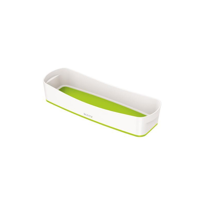 LEITZ Bac de rangement MYBOX long sans couvercle en ABS. Coloris Blanc fond Vert